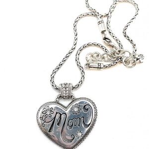 Brighton Silver Heart 'Mom' Necklace
